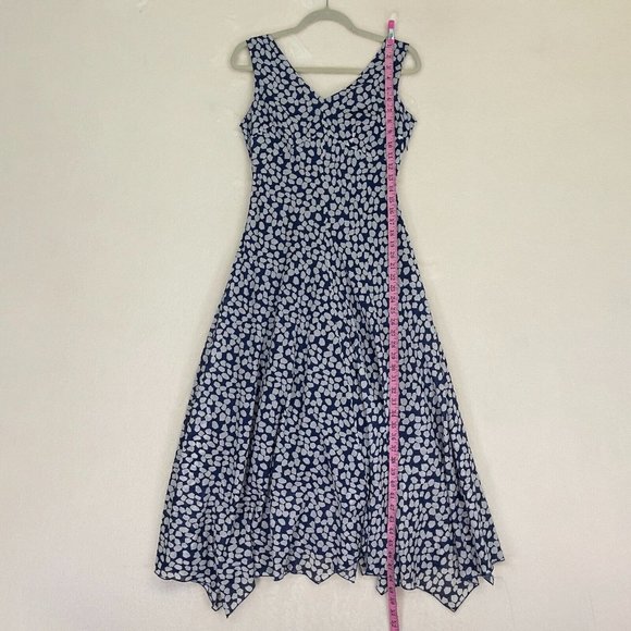 Carole Little Sleeveless 100% Cotton Dress Blue & White Women's Size 4 - Picture 2 of 9